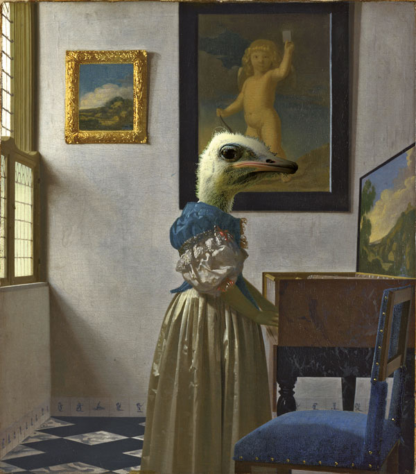 hervey, bestiaire imaginaire, hommage à Vermeer, gravure numérique, digraphie