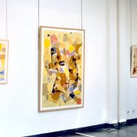 Hervey, peinture, collage, cartes et itinéraires, expo Espace de Joigny